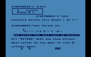 Phrase Challenger atari screenshot
